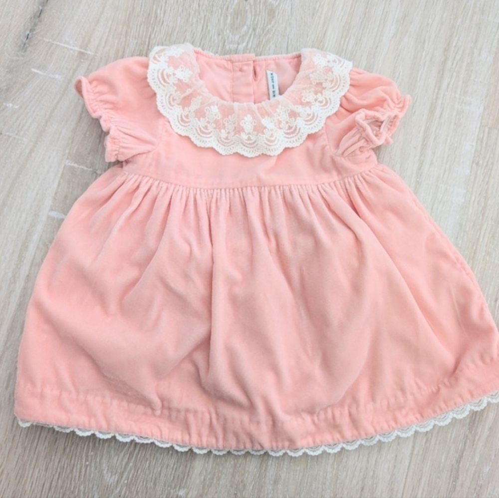 Jack And Janie Baby Velvet Collar Lace Dress